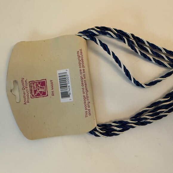 Elegant Blue Gold Curtain Tieback Craft Decor VTG Tassel Cord Set of 2 Regal DIY - Picture 9 of 12